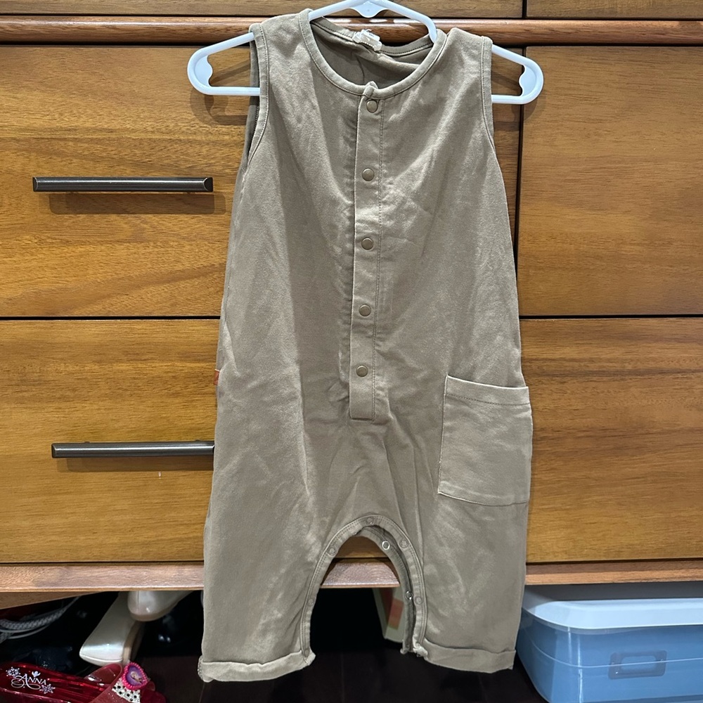 Kidwild Kids Sleeveless Brownish Khaki Jumpsuit, Size 18-24 Months